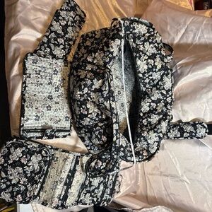 Floral Black and White Bag Set 6pc
